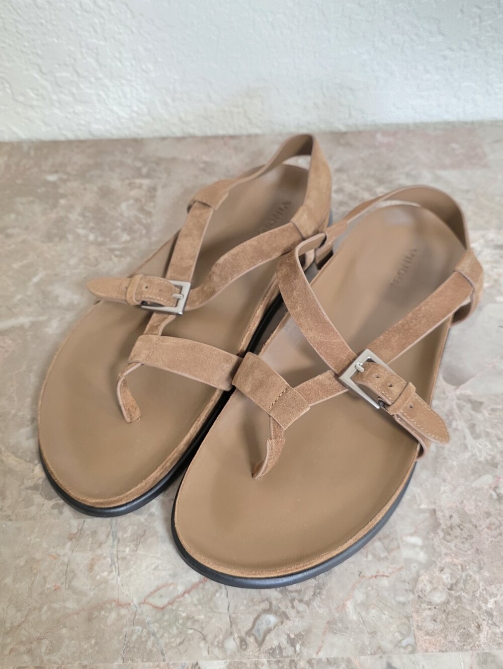 Vince Franca Elmwood Suede Leather Sandals Womens 11M Brown Ankle Strap